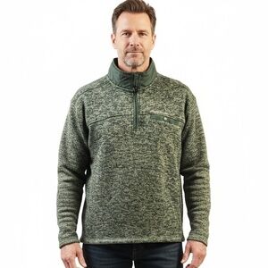 Eddie Bauer Men's Large Palm Green Quarter-Zip Sweater Fleece Pullover‎ Cozy